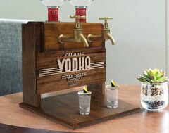 BK Gift Kişiye Özel Kabartma İsimli Çift Musluklu Doğal Ahşap Vodka Standı, İçki Standı, Doğum Günü Hediyesi, Ev Hediyesi, Erkek Hediye-2