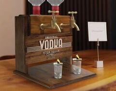 BK Gift Kişiye Özel Kabartma İsimli Çift Musluklu Doğal Ahşap Vodka Standı, İçki Standı, Doğum Günü Hediyesi, Ev Hediyesi, Erkek Hediye-2