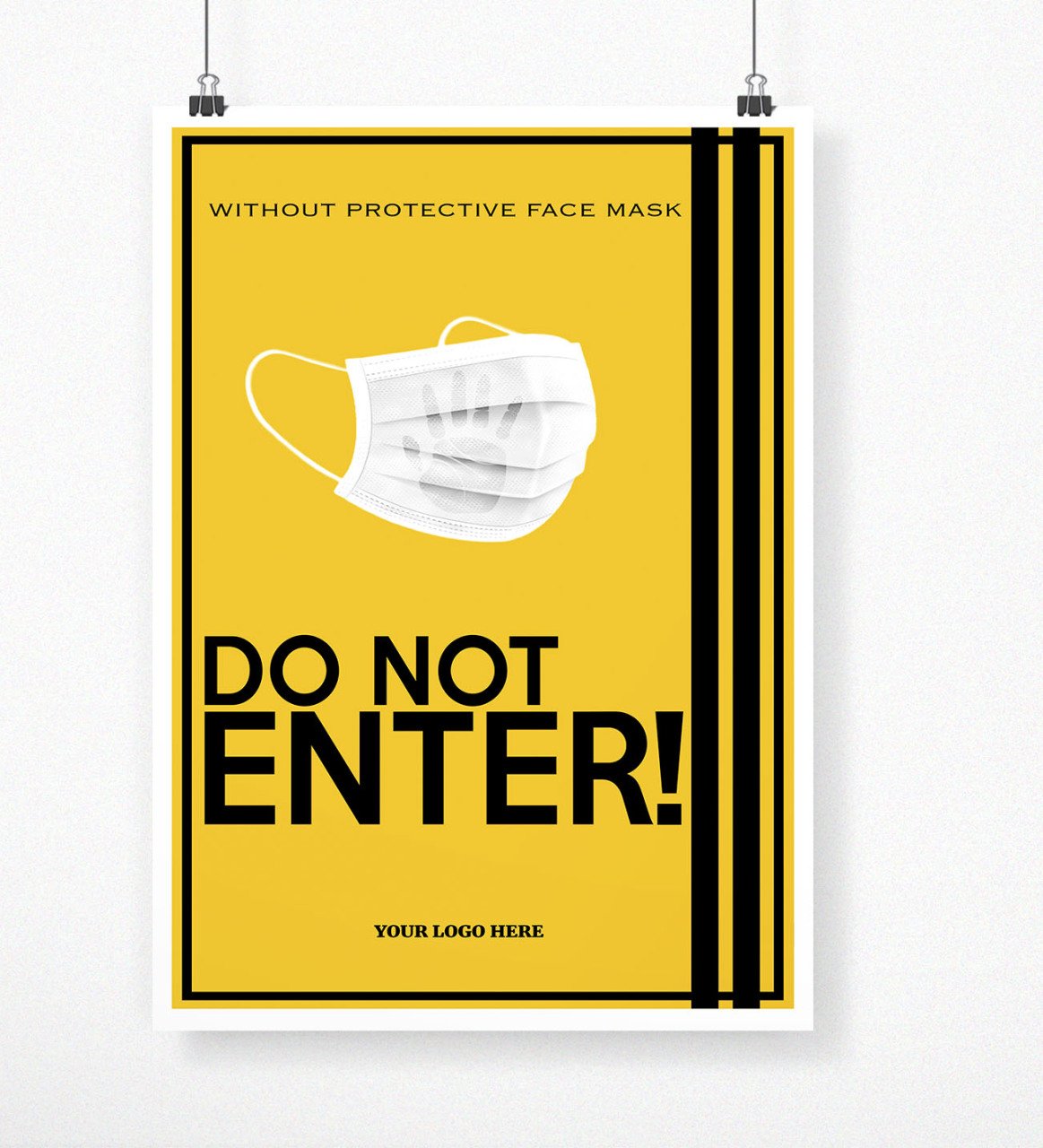 With Custom Logo Without Protective Face Mask Do Not Enter Poster-3 (50x70 cm)