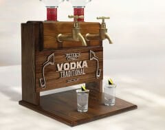 BK Gift Kişiye Özel Kabartma İsimli Çift Musluklu Doğal Ahşap Vodka Standı, İçki Standı, Doğum Günü Hediyesi, Ev Hediyesi, Erkek Hediye-3