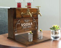 BK Gift Kişiye Özel Kabartma İsimli Çift Musluklu Doğal Ahşap Vodka Standı, İçki Standı, Doğum Günü Hediyesi, Ev Hediyesi, Erkek Hediye-3