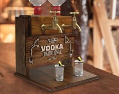 BK Gift Kişiye Özel Kabartma İsimli Çift Musluklu Doğal Ahşap Vodka Standı, İçki Standı, Doğum Günü Hediyesi, Ev Hediyesi, Erkek Hediye-3