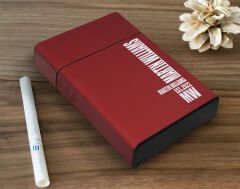 BK Gift Kişiye Özel İsimli Tarihli Kırmızı Metal Sigara Tabakası-2, Arkadaşa Hediye, Babaya Hediye, Metal Sigara Kutusu