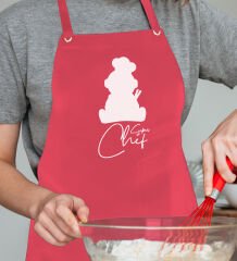 BK Gift Profesyonel Chef Tasarımlı Kırmızı Mutfak Önlüğü, Aşçı Önlüğü, Şef Önlüğü, Ev Hediyesi, Arkadaşa Hediye-10