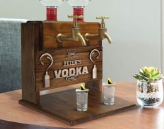 BK Gift Kişiye Özel Kabartma İsimli Çift Musluklu Doğal Ahşap Vodka Standı, İçki Standı, Doğum Günü Hediyesi, Ev Hediyesi, Erkek Hediye-4