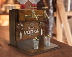 BK Gift Kişiye Özel Kabartma İsimli Çift Musluklu Doğal Ahşap Vodka Standı, İçki Standı, Doğum Günü Hediyesi, Ev Hediyesi, Erkek Hediye-4