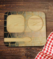 Kişiye Özel Doğal Ahşap Sunum Tabağı ve Türk Kahvesi Fincanı Hediye Seti - Model 17