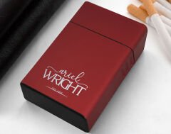 BK Gift Kişiye Özel İsimli Tarihli Kırmızı Metal Sigara Tabakası-4, Arkadaşa Hediye, Babaya Hediye, Metal Sigara Kutusu