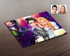 Kişiye Özel Evleniyoruz Karikatürlü Ahşap Puzzle-5