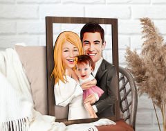 BK Gift Kişiye Özel Aile Karikatürlü 3D Ahşap Tablo-3, Aileye Hediye, Babaya Hediye, Anneye Hediye
