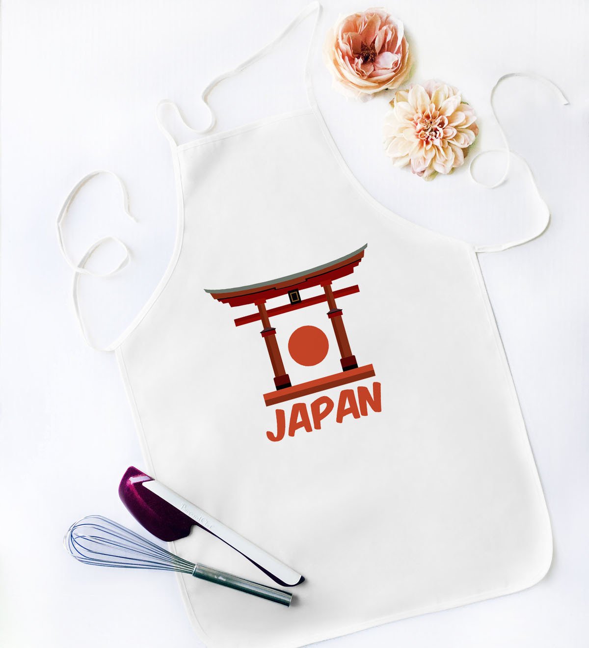 BK Gift Japan Tasarımlı Beyaz Mutfak Önlüğü - Model 1