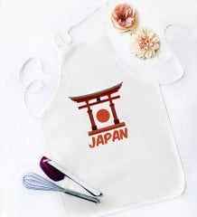 BK Gift Japan Tasarımlı Beyaz Mutfak Önlüğü - Model 1