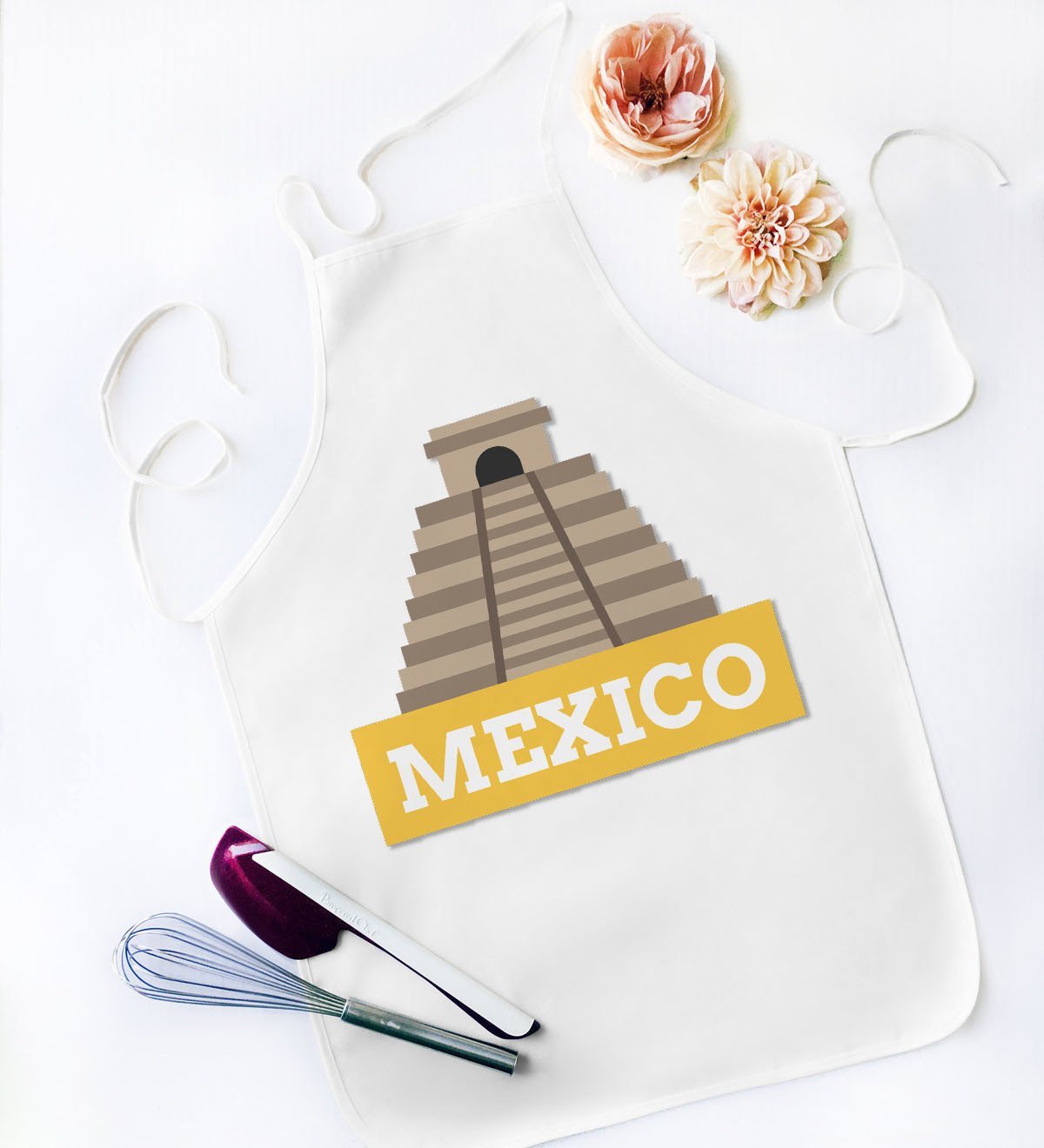 BK Gift Mexico Tasarımlı Beyaz Mutfak Önlüğü - Model 1