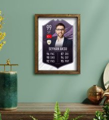 Kişiye Özel Doğal Masif Ahşap Çerçeveli Tablo 30x40cm Futbolcu Kartı-5