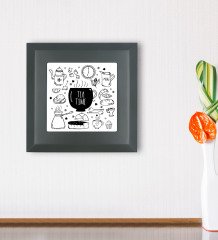BK Gift Tea Time Tasarımlı Ahşap Çerçeveli Taş Duvar Dekoru-2