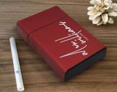 BK Gift Kişiye Özel İsimli Tarihli Kırmızı Metal Sigara Tabakası-7, Arkadaşa Hediye, Babaya Hediye, Metal Sigara Kutusu