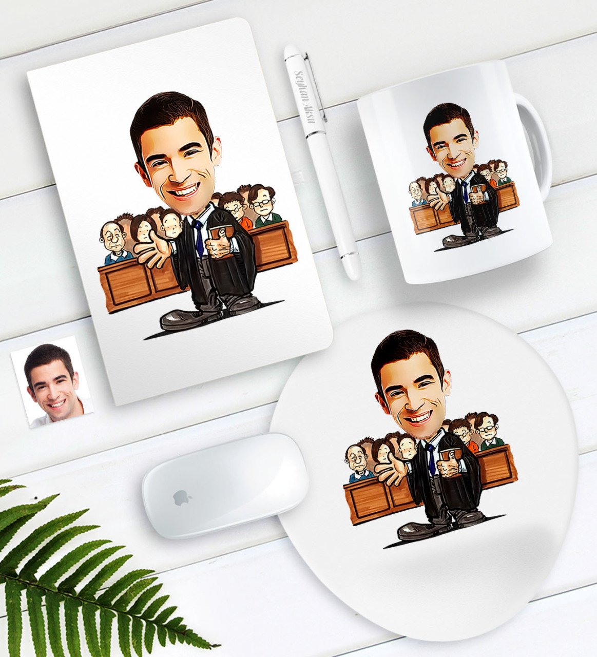 Kişiye Özel Bay Avukat Karikatürlü Defter Kalem Kupa Mouse Pad Seti-2