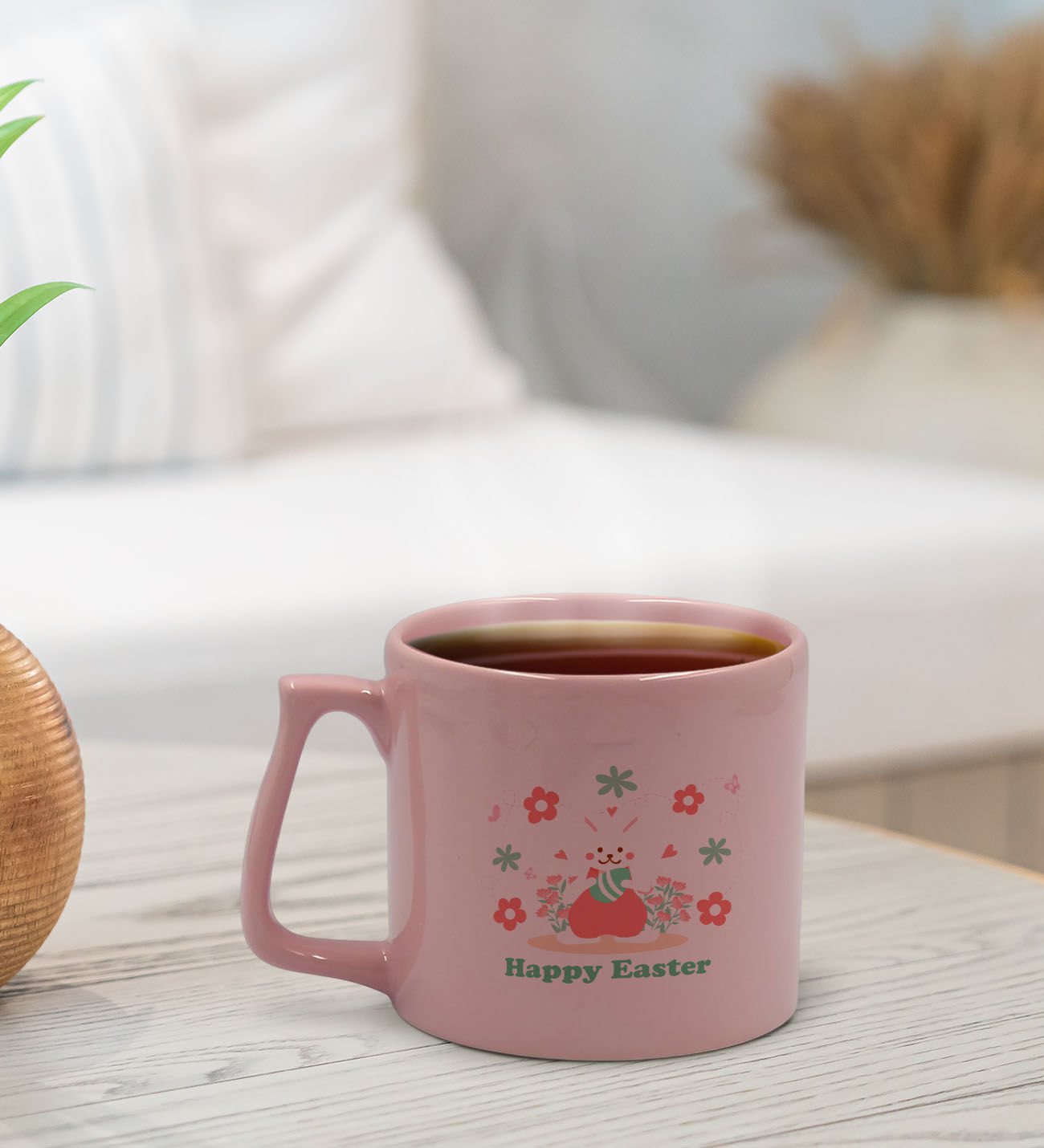 BK Gift Happy Easter Tasarımlı Pastel Pembe Middle Kupa Bardak, Arkadaşa Hediye, Ev Hediyesi, Paskalya Bayramı Hediyesi, Ofis Hediyesi-8