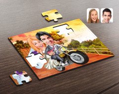 Kişiye Özel Evleniyoruz Karikatürlü Ahşap Puzzle-8