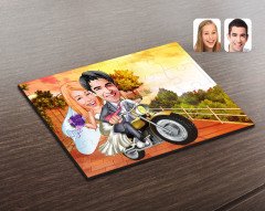 Kişiye Özel Evleniyoruz Karikatürlü Ahşap Puzzle-8