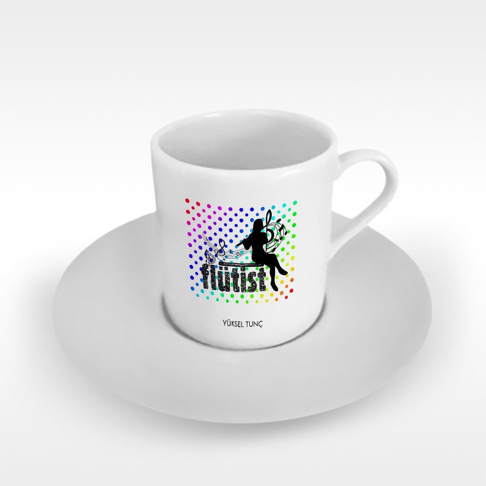 Kişiye Özel Mesleki Flütist Türk Kahvesi Fincanı - 2