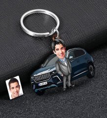 BK Gift Kişiye Özel Erkek TOGG Figürlü Plakalı Ahşap Karikatür Anahtarlık, TOGG Anahtarlık, TOGG, Araç Anahtarlık