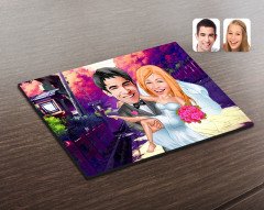 Kişiye Özel Evleniyoruz Karikatürlü Ahşap Puzzle-9