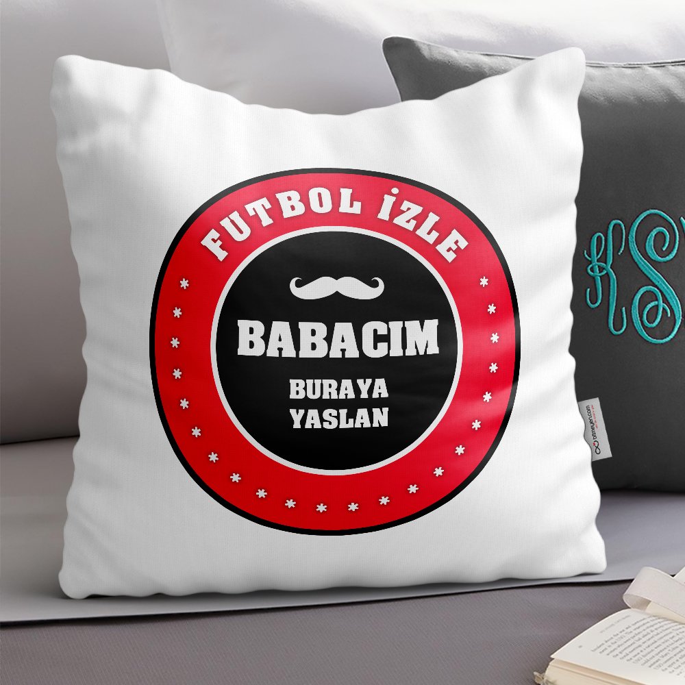 Kişiye Özel Dekoratif Beyaz Yastık (Babalar Günü Temalı) 4