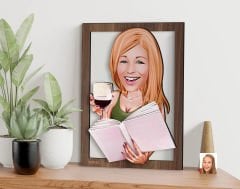 BK Gift Kişiye Özel Kadın Karikatürlü 3D Ahşap Tablo-100, Arkadaşa Hediye, Karikatürlü Tablo