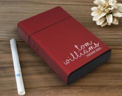 BK Gift Kişiye Özel İsimli Tarihli Kırmızı Metal Sigara Tabakası-9, Arkadaşa Hediye, Babaya Hediye, Metal Sigara Kutusu