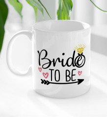 BK Gift Bride To Be Tasarımlı Beyaz Kupa Bardak-1