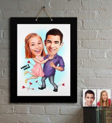 Kişiye Özel Sevgililer Karikatür Ahşap Tablo - 3