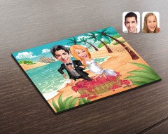 Kişiye Özel Evleniyoruz Karikatürlü Ahşap Puzzle-10