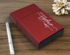BK Gift Kişiye Özel İsimli Tarihli Kırmızı Metal Sigara Tabakası-10, Arkadaşa Hediye, Babaya Hediye, Metal Sigara Kutusu