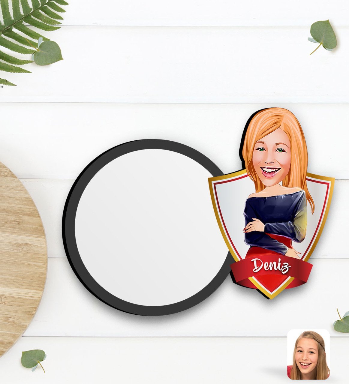 Kişiye Özel Kadın Karikatürlü Ahşap Bardak Altlığı-12