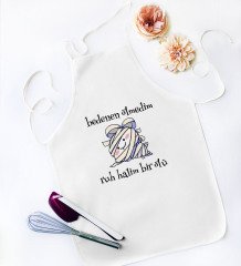 BK Gift Ruh Halim Bir Ölü Tasarımlı Beyaz Mutfak Önlüğü - Model 1