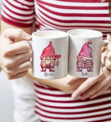 BK Gift Kişiye Özel Sevgililer Temalı 2’li Beyaz Kupa Bardak, Sevgililer Günü Hediyesi, Sevgiliye Hediye, Ev Hediyesi