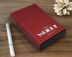 BK Gift Kişiye Özel İsimli Tarihli Kırmızı Metal Sigara Tabakası-12, Arkadaşa Hediye, Babaya Hediye, Metal Sigara Kutusu