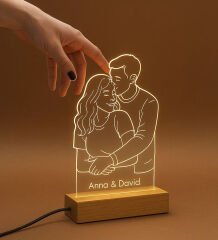BK Gift Kişiye Özel İsimli Line Art Tasarımlı Dekoratif Led Lamba, Gece Lambası, Sevgiliye Hediye, Işıklı Pleksi Biblo, Eşe Hediye