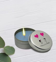 BK Gift Kişiye Özel İsimli DTF Cam Kahve Fincanı & Türk Kahvesi & Ahşap Fotoğraf Tutucu & Gümüş Metal Kutuda Kokulu Mum Hediye Seti-5, Sevgiliye Hediye, Yıl Dönümü Hediyesi