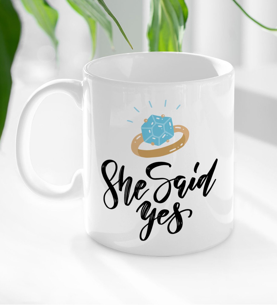 BK Gift She Said Yes Tasarımlı Beyaz Kupa Bardak-2