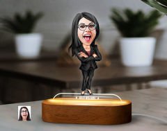 BK Gift Kişiye Özel Kadın Karikatürlü Dekoratif 3D Biblo LED Işıklı Gece Lambası-16, Sevgiliye Hediye, Arkadaşa Hediye, Doğum Günü Hediyesi