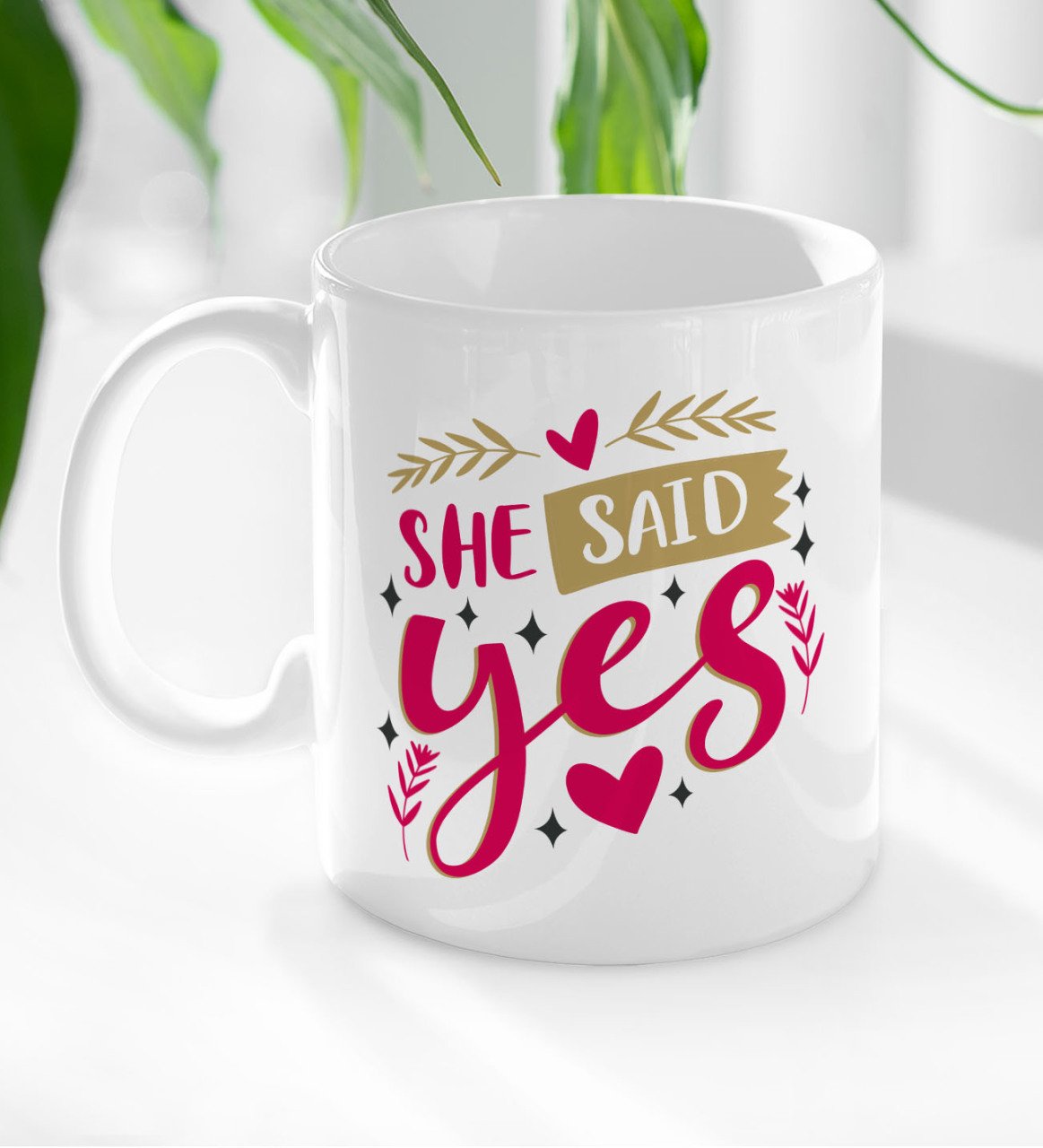 BK Gift She Said Yes Tasarımlı Beyaz Kupa Bardak-3