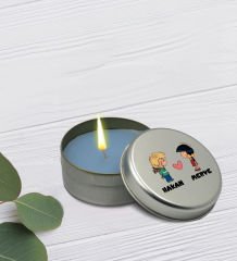 BK Gift Kişiye Özel İsimli DTF Cam Kahve Fincanı & Türk Kahvesi & Aşk Çiçeği Kalp Kolye & Gümüş Metal Kutuda Kokulu Mum Hediye Seti-2, Sevgiliye Hediye, Yıl Dönümü Hediyesi