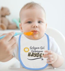 BK Kids Geliysen Gel Tasarımlı Mavi Bebek Body Zıbın ve Mama Önlüğü Hediye Seti-1