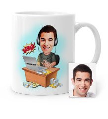 Kişiye Özel Bay Gamer Karikatür Beyaz Kupa Bardak - 1