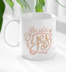BK Gift She Said Yes Tasarımlı Beyaz Kupa Bardak-4