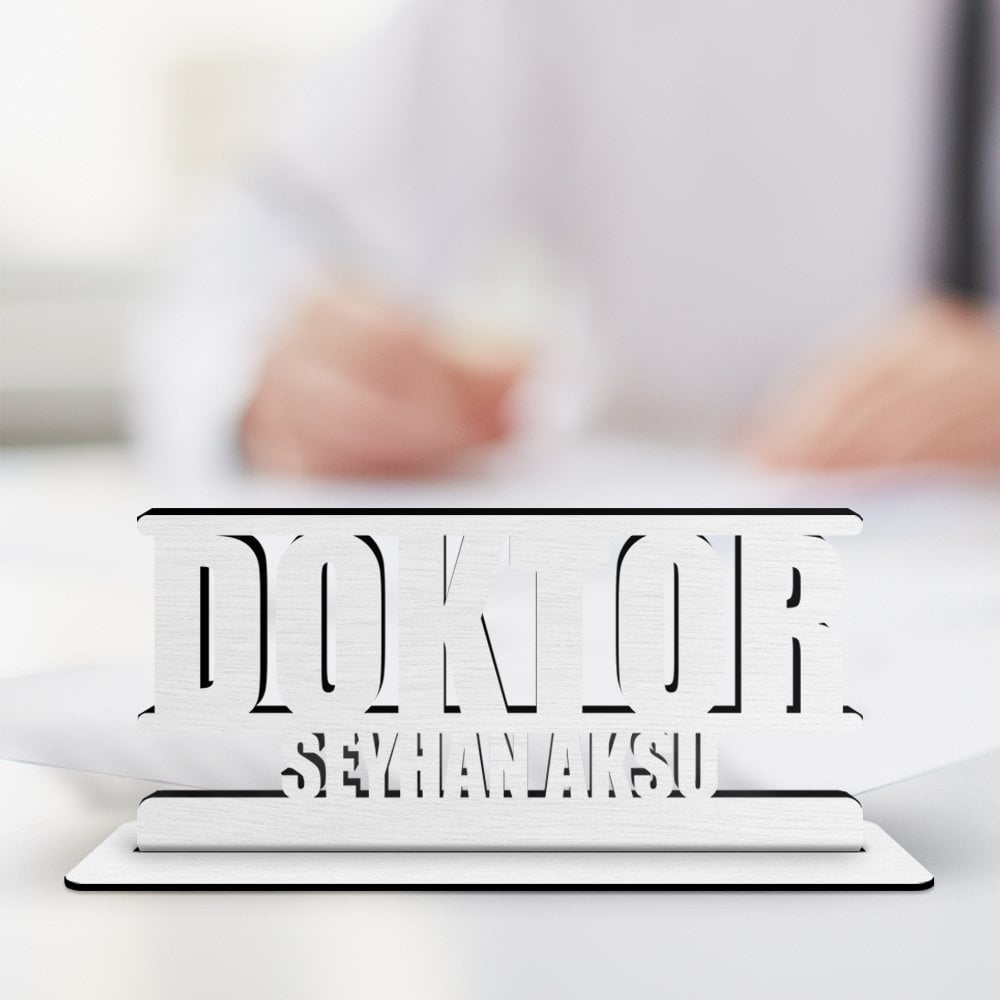 Kişiye Özel Mesleki Doktor Ahşap Masa İsimliği (Model A7)