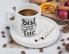 BK Gift Kişiye Özel Sunum Tabaklı Babalar Günü Tasarımlı Türk Kahvesi Fincanı-4 , Babalar Günü Hediyesi, Babaya Hediye