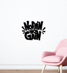 BK Home No Pain No Gain Tasarımlı Ahşap Duvar Süsü-1